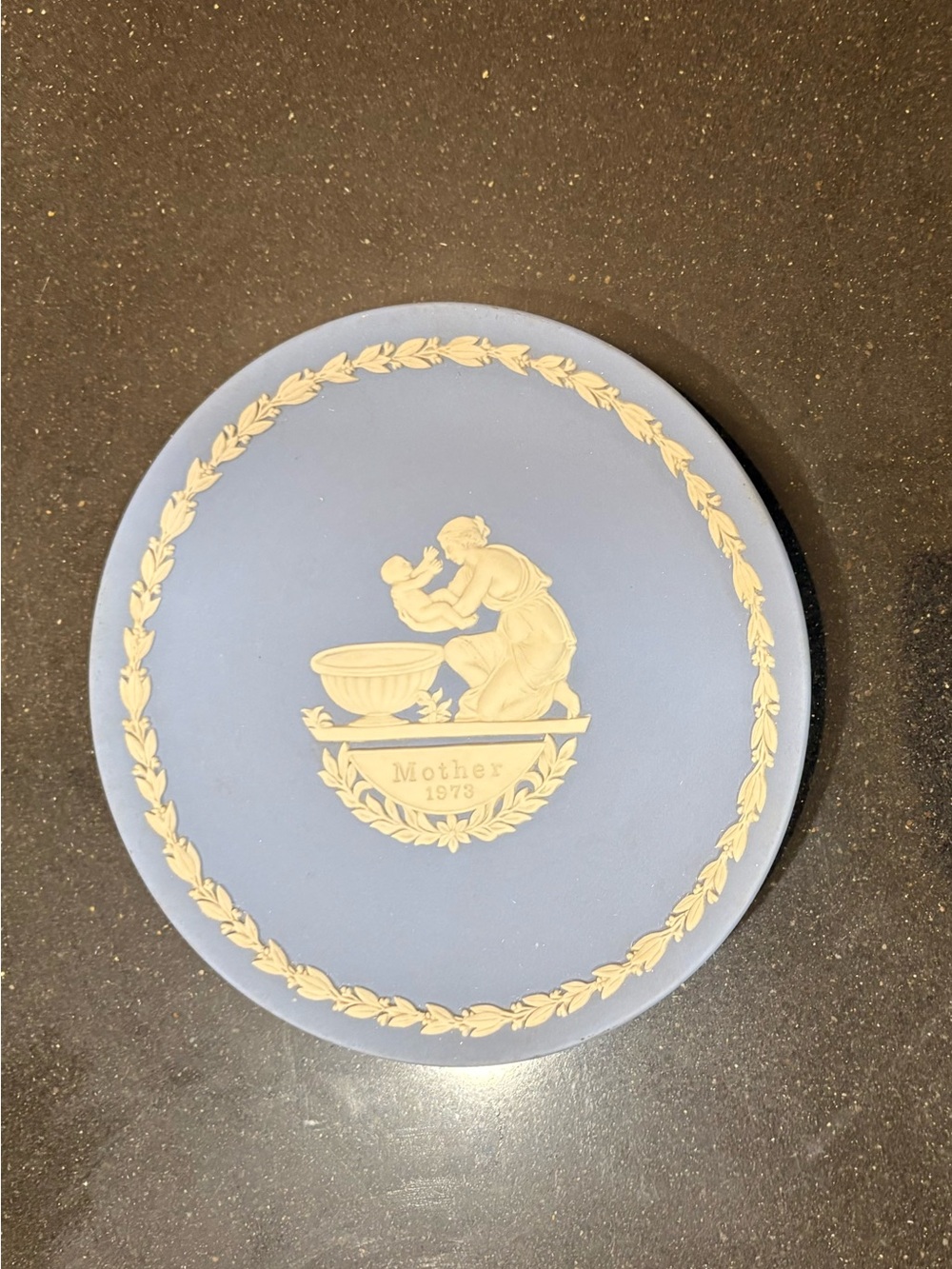 Wedgwood Blue and Cream 'Mother 1973’ Jasperware Decorative Plate